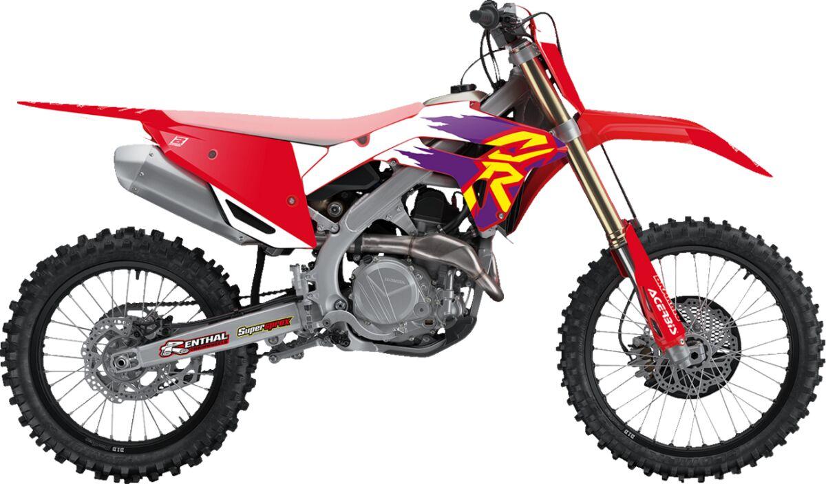 2148AA - Blackbird Retro Graphics Kit For Honda CRF250F 2022-2023 - Red/White/Yellow