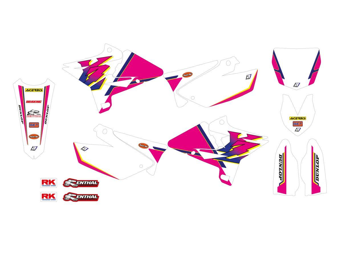 2242AA - Blackbird Retro Graphics Kit For Yamaha YZ125 2002-2021 - Pink/White