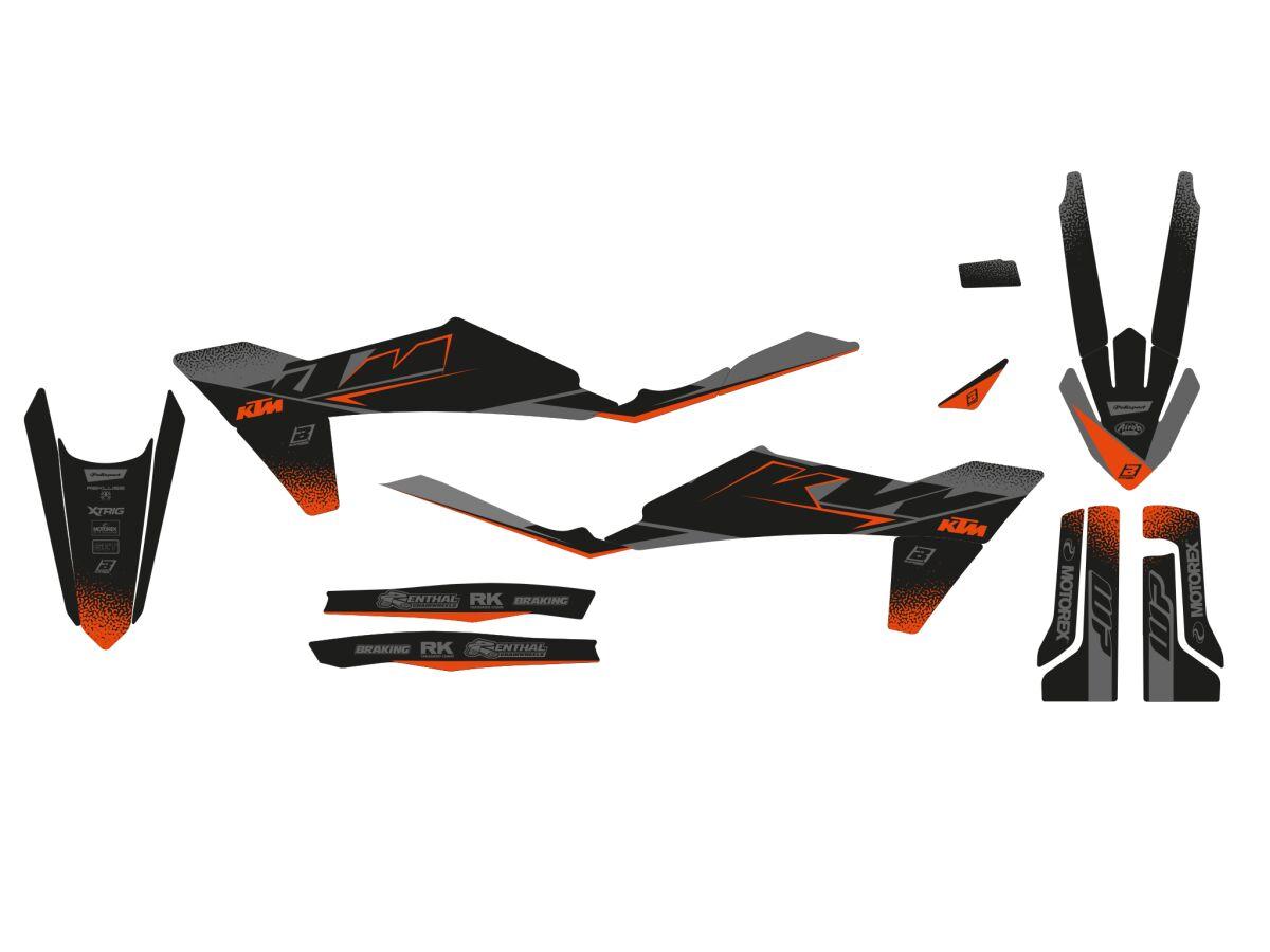 2548Y - Blackbird Graphic Kit For KTM SX125 2023 - Black/Grey/Orange