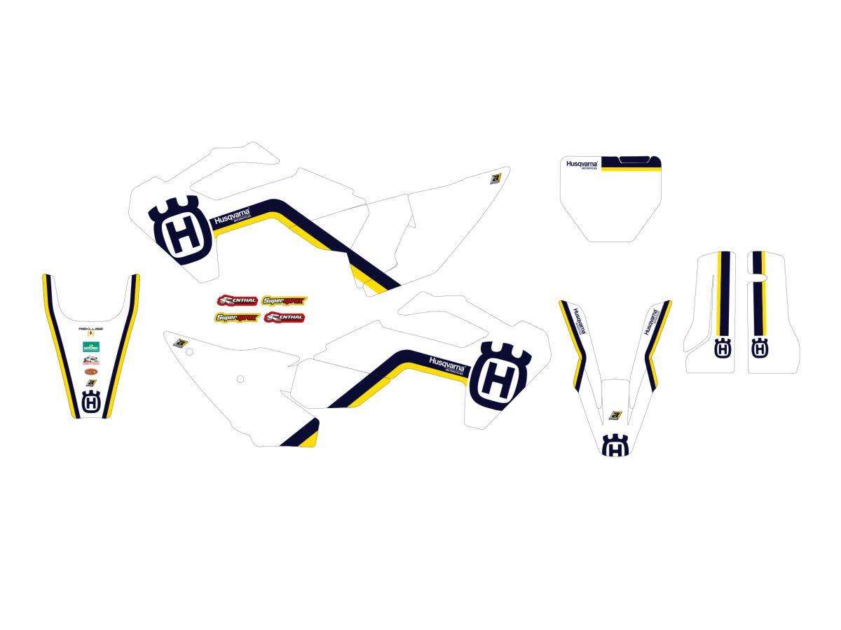 2616AA - Blackbird Retro Graphics Kit For Husqvarna FC250 2023 - Blue/White/Yellow