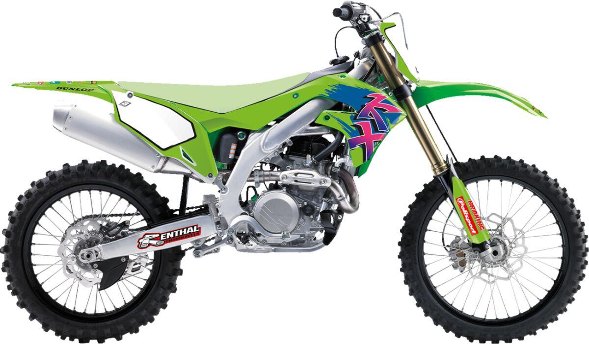 Blackbird Blue/Green/Pink 2425Aa - Retro Graphics Kit For Kawasaki Kx250 2021-2024