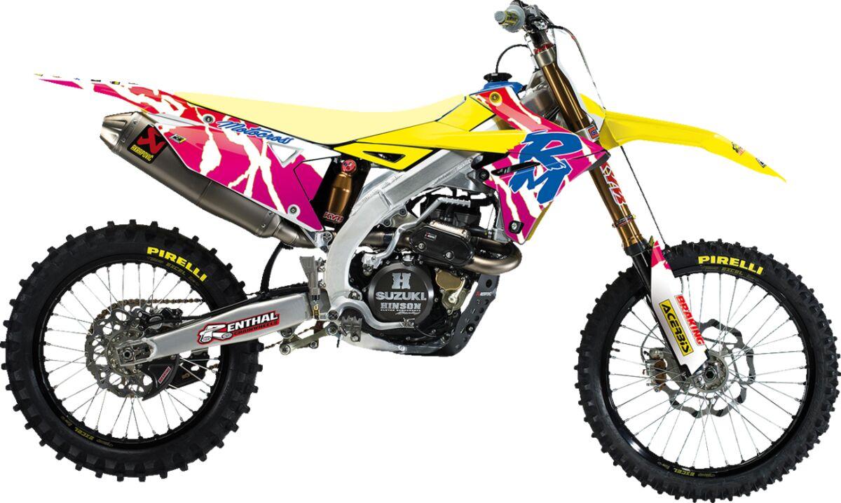 2320AA - Blackbird Retro Graphics Kit For Suzuki RMZ250 2019-2026 - Blue/Pink/White/Yellow
