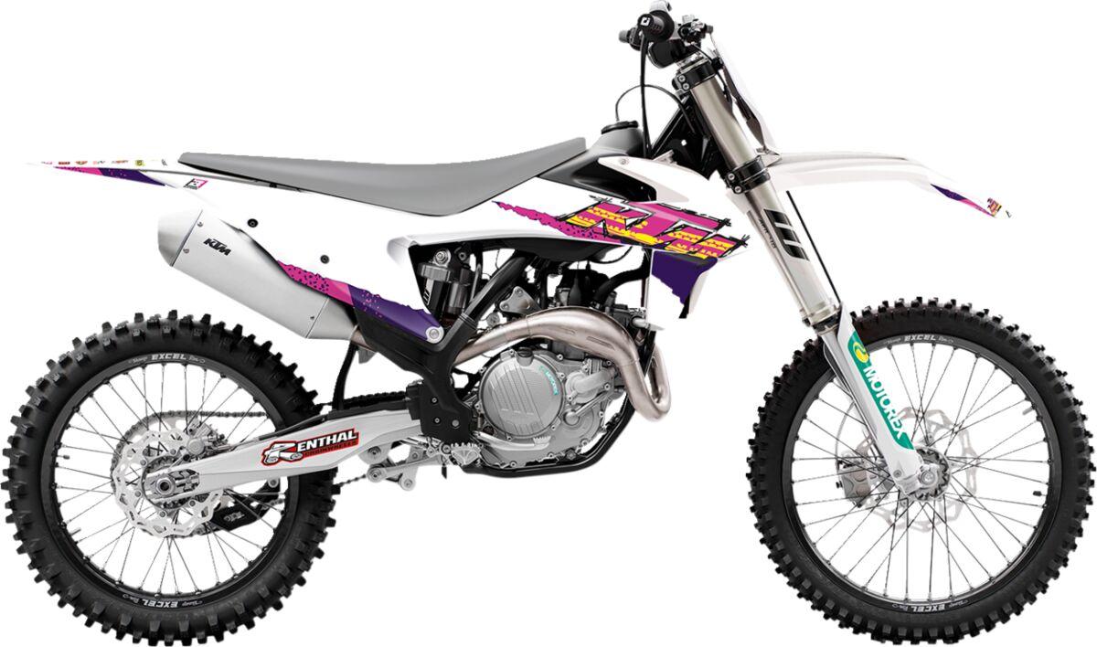 Blackbird Pink/Purple/White 2547Aa - Retro Graphics Kit For Ktm Exc150 Tpi 2020-2023