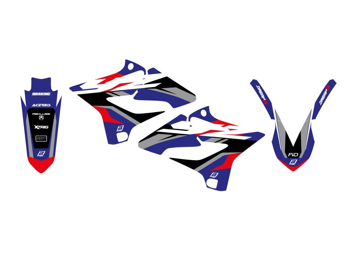2244AB - Blackbird Dream 5 Graphic Kit For Yamaha YZ125 2015-2021 - Black/Blue/Red/Silver