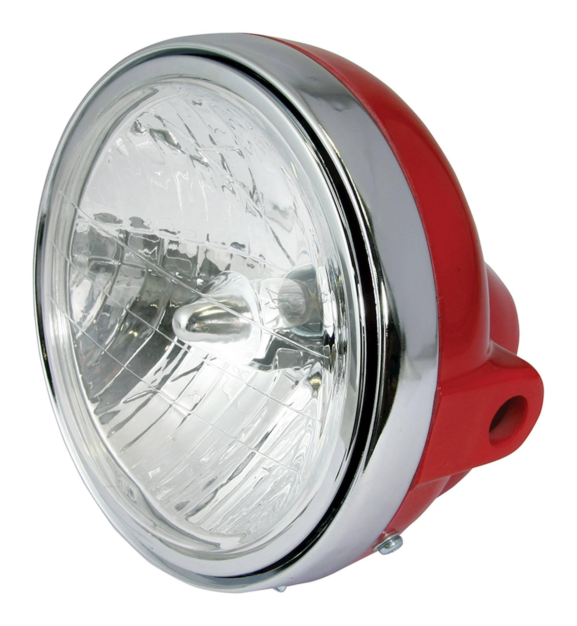 Bike It Red Universal 7" 12V 35W Round Headlight With Diamond Eye Lens