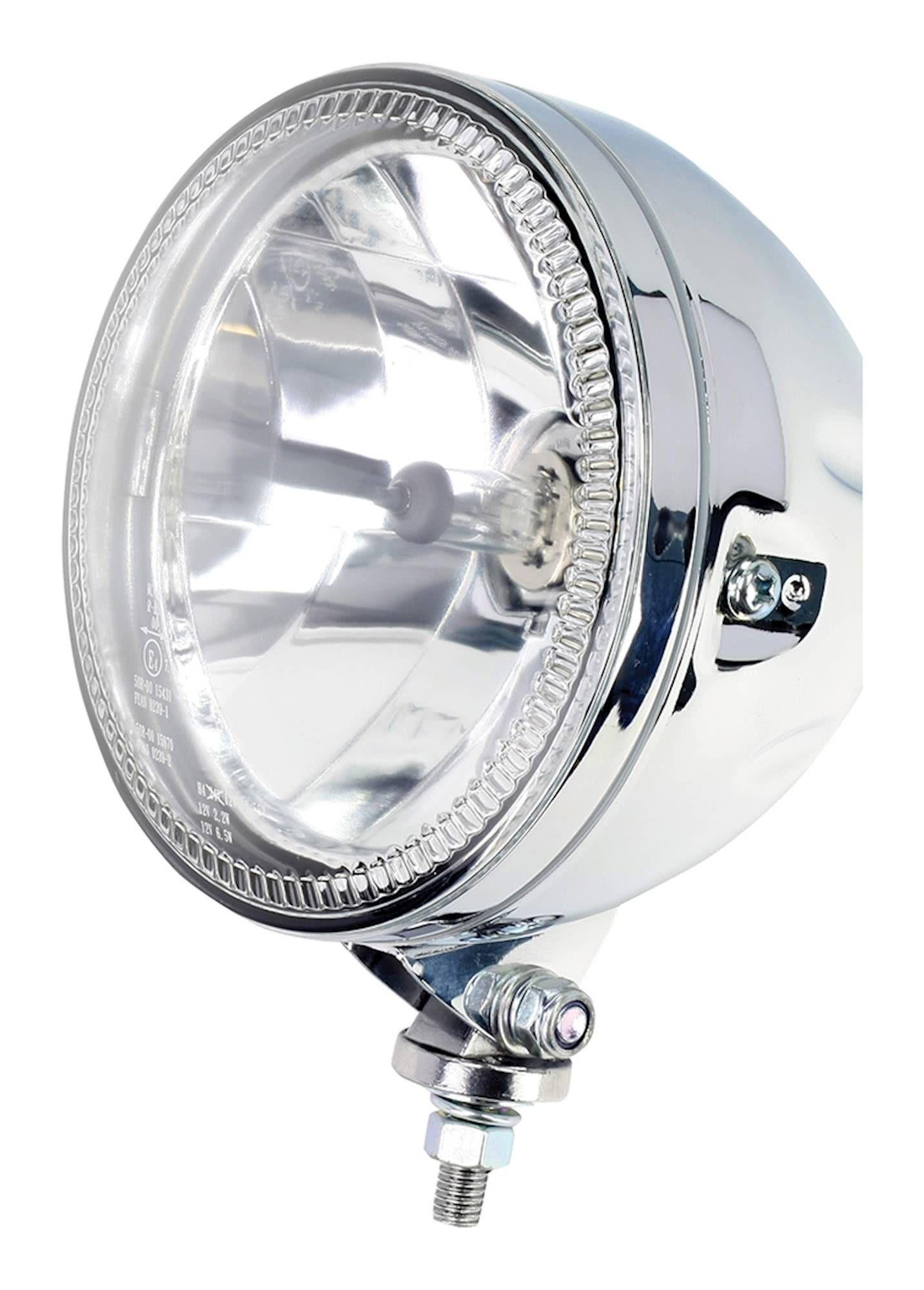 Bike It Universal 5 3/4" Halo Bottom Mount H4 12V 60/55W Headlight - High Chrome