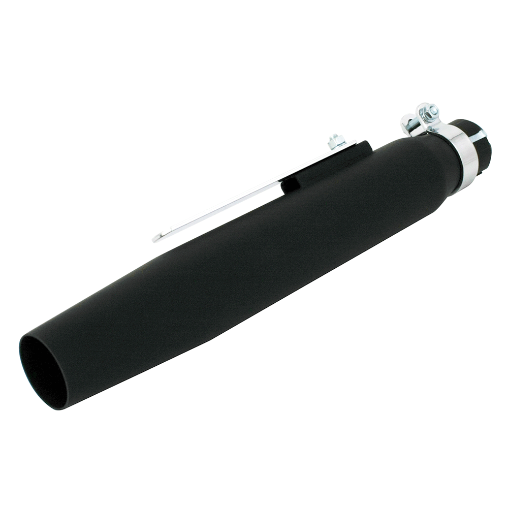 Bike It Black Universal 15" Tapered Silencer With Clamp & Single Reducer - Matt