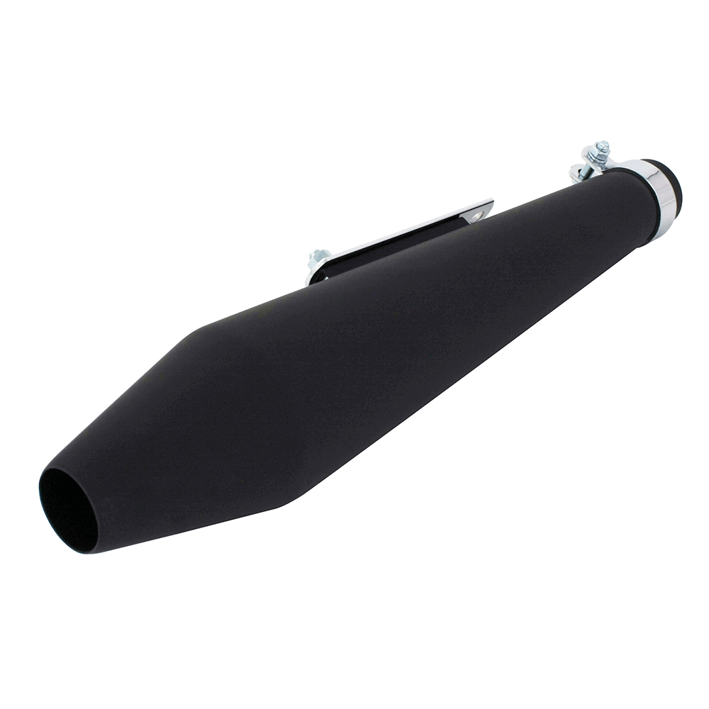 Bike It Black Universal 19" Cone Fixed Baffle 38-45Mm Id Bracket Silencer - Matt