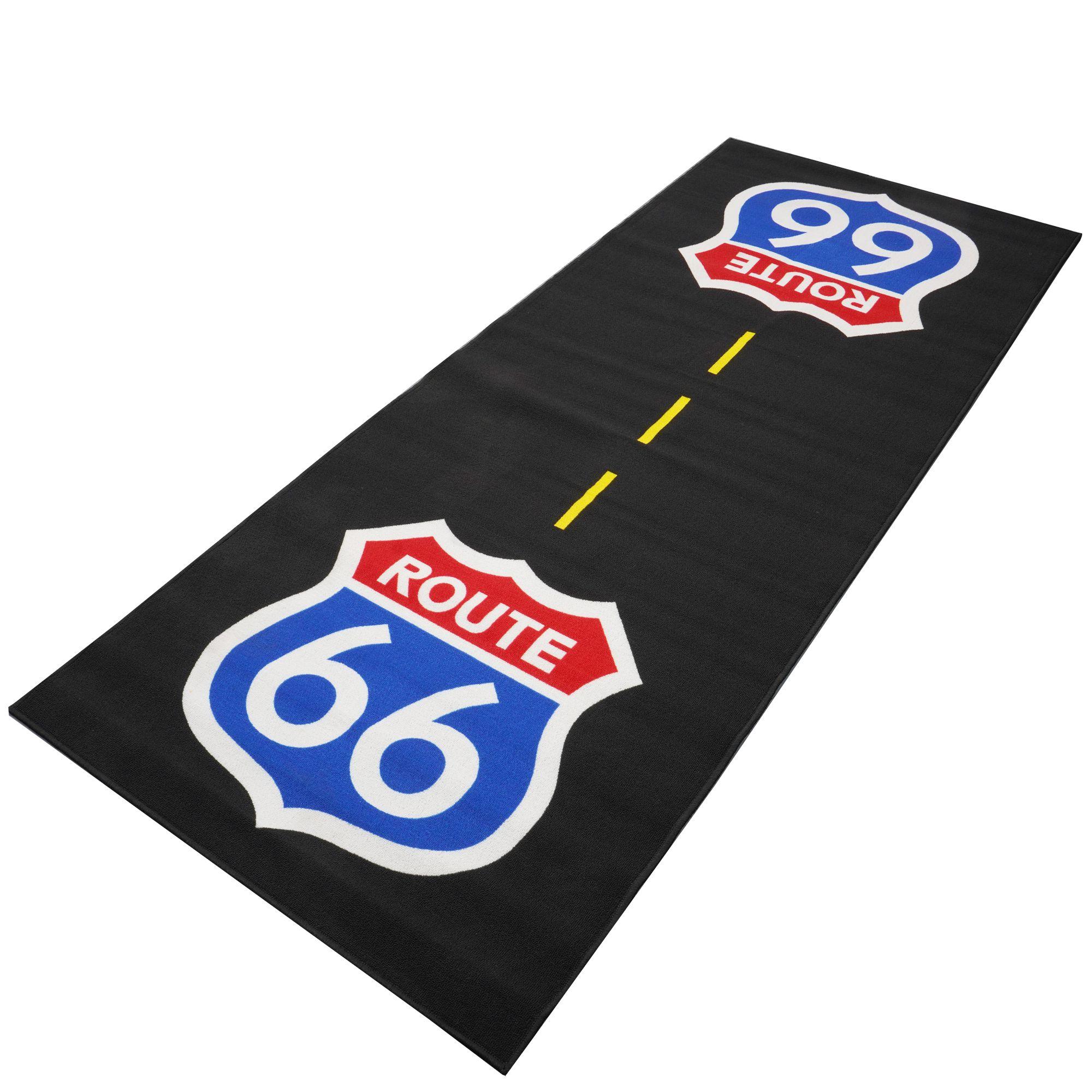 Biketek Black Grgmat89 - Custom Garage Mat - Route 66 250X100cm