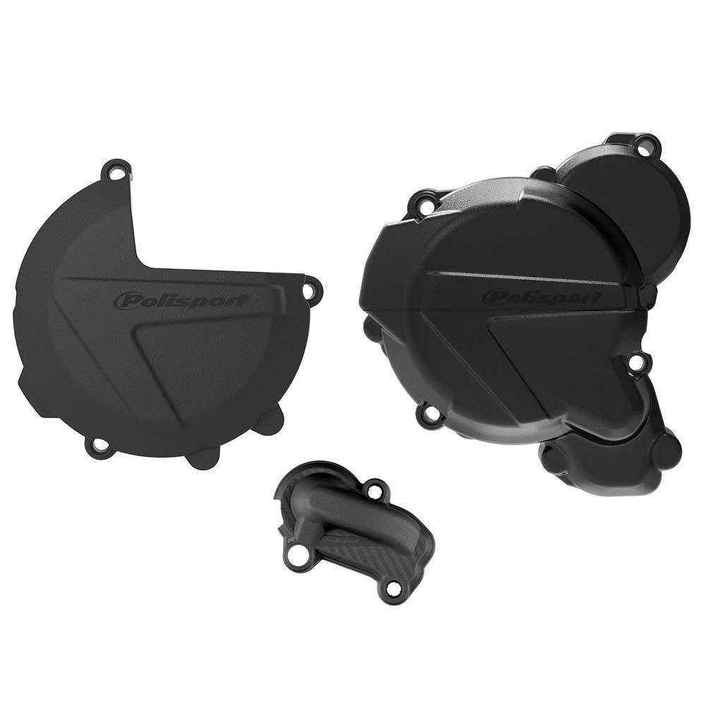 Polisport Black 90968 - Clutch & Ignition Cover Protectors For Ktm Exc 250/300 2020-2023