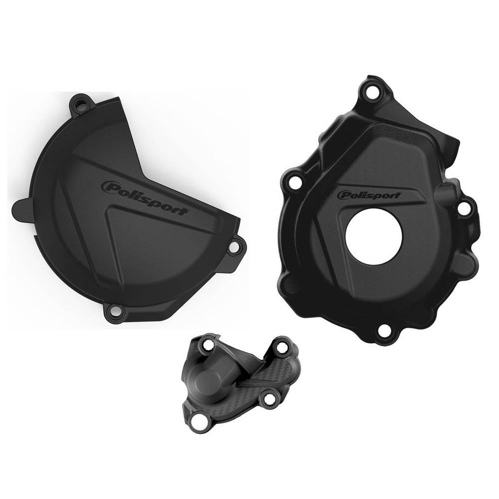 Polisport Black 90974 - Clutch & Ignition Cover Protectors For Ktm Sxf 250/350 & Husqvarna Fc 250/350 2016-2022