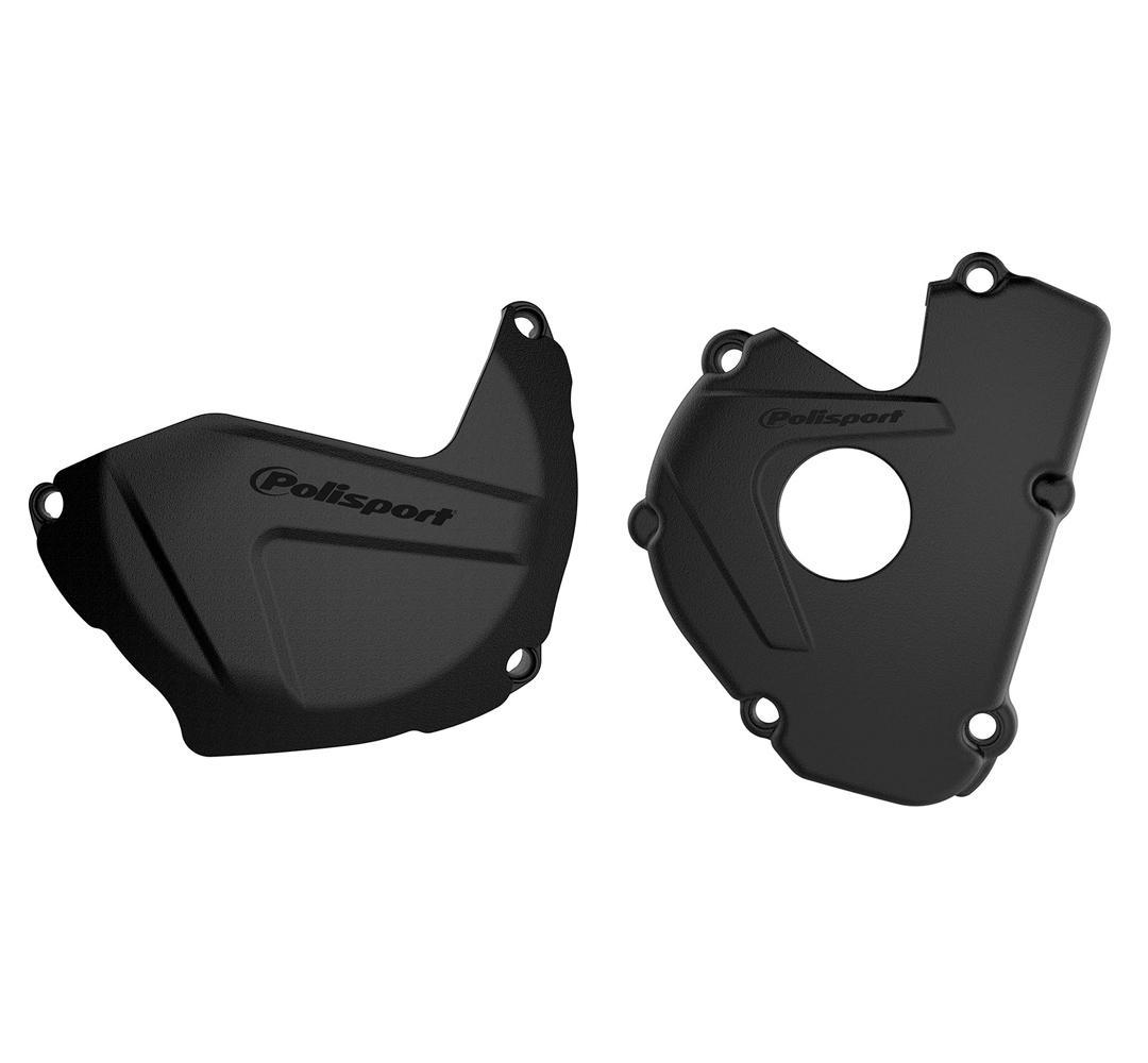 Polisport Black 90951 - Clutch & Ignition Cover Protectors For Kawasaki Kxf250 2017-2020