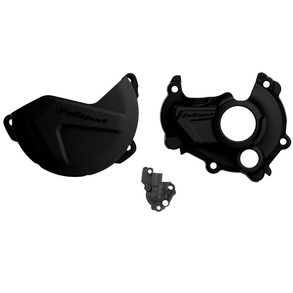 90941 - Polisport Clutch & Ignition Cover Protectors For Yamaha YZF250 2015-2018 Black