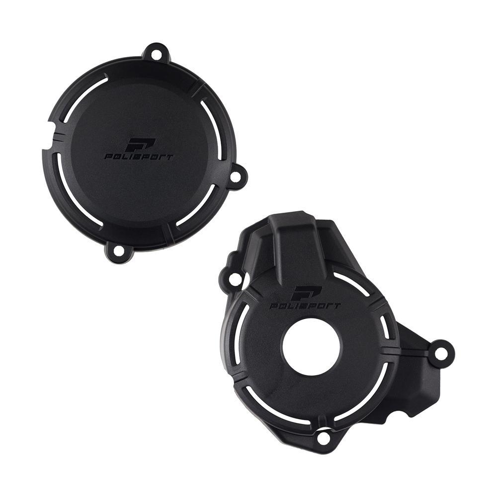Polisport Black 91587 - Clutch & Ignition Cover Protectors For Sherco Se-F 250/300 2024-2025