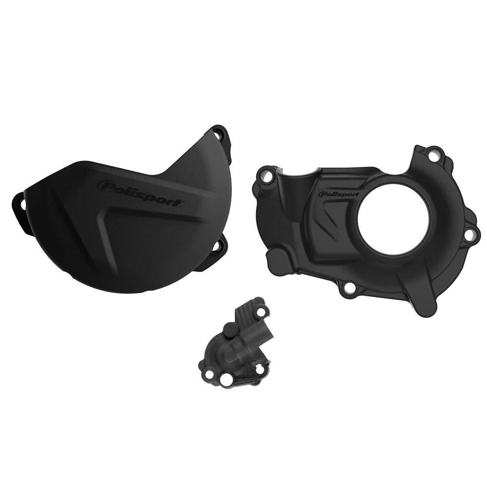 90947 - Polisport Clutch & Ignition Cover Protectors For Yamaha YZF450 2018-2022, YZF450X 2019-2023, WRF450 2019-2023 Black