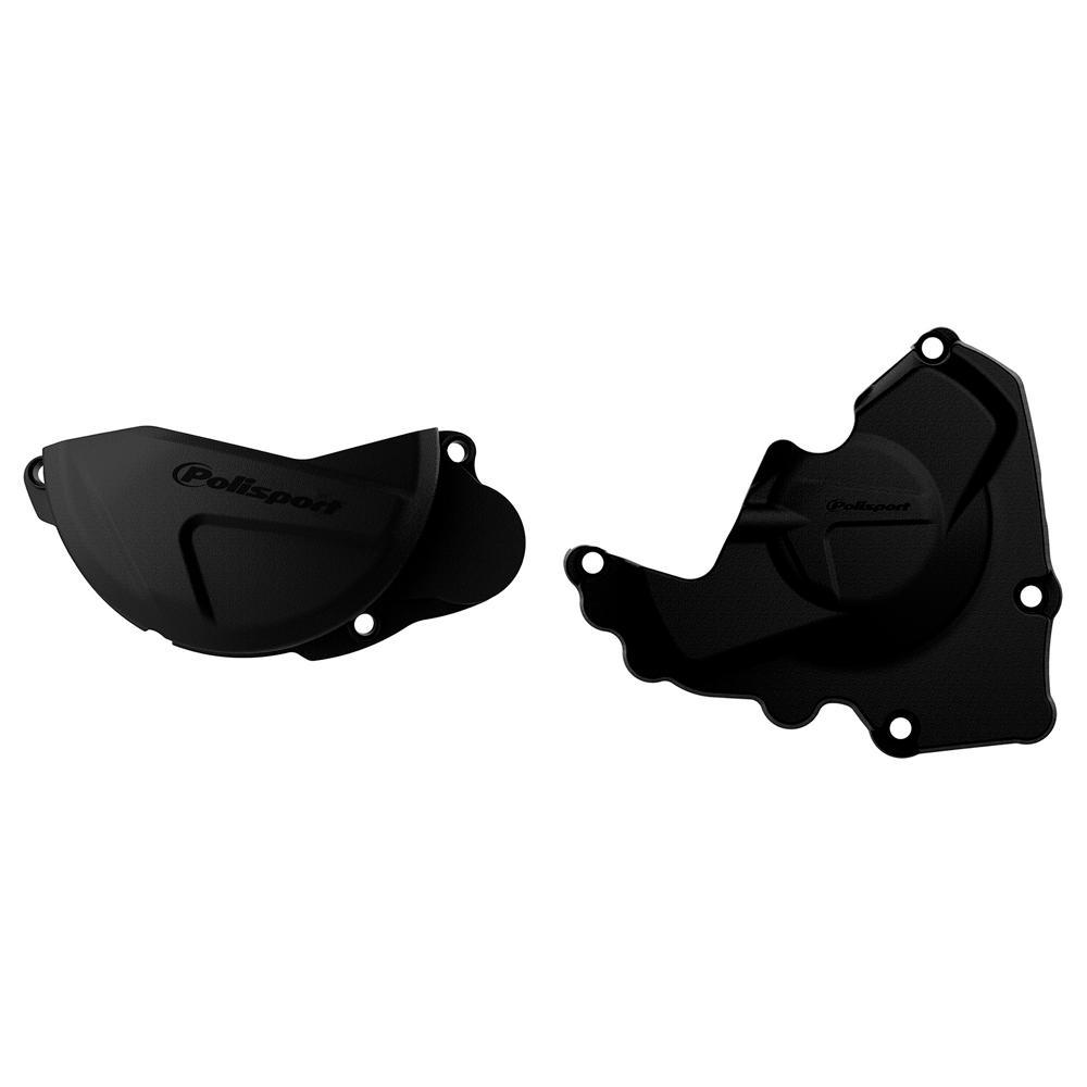 Polisport Black 90955 - Clutch & Ignition Cover Protectors For Honda Crf250r 2010-2017