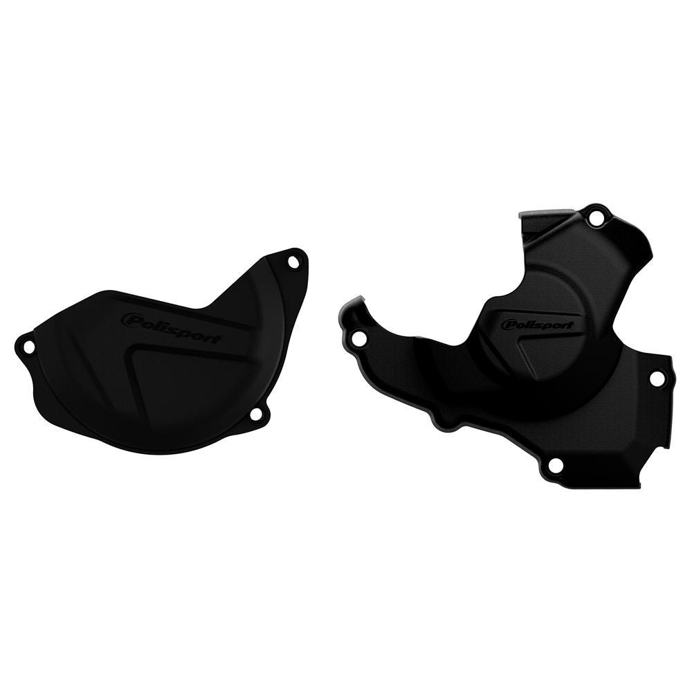 90959 - Polisport Clutch & Ignition Cover Protectors For Honda CRF450R 2010-2016 Black