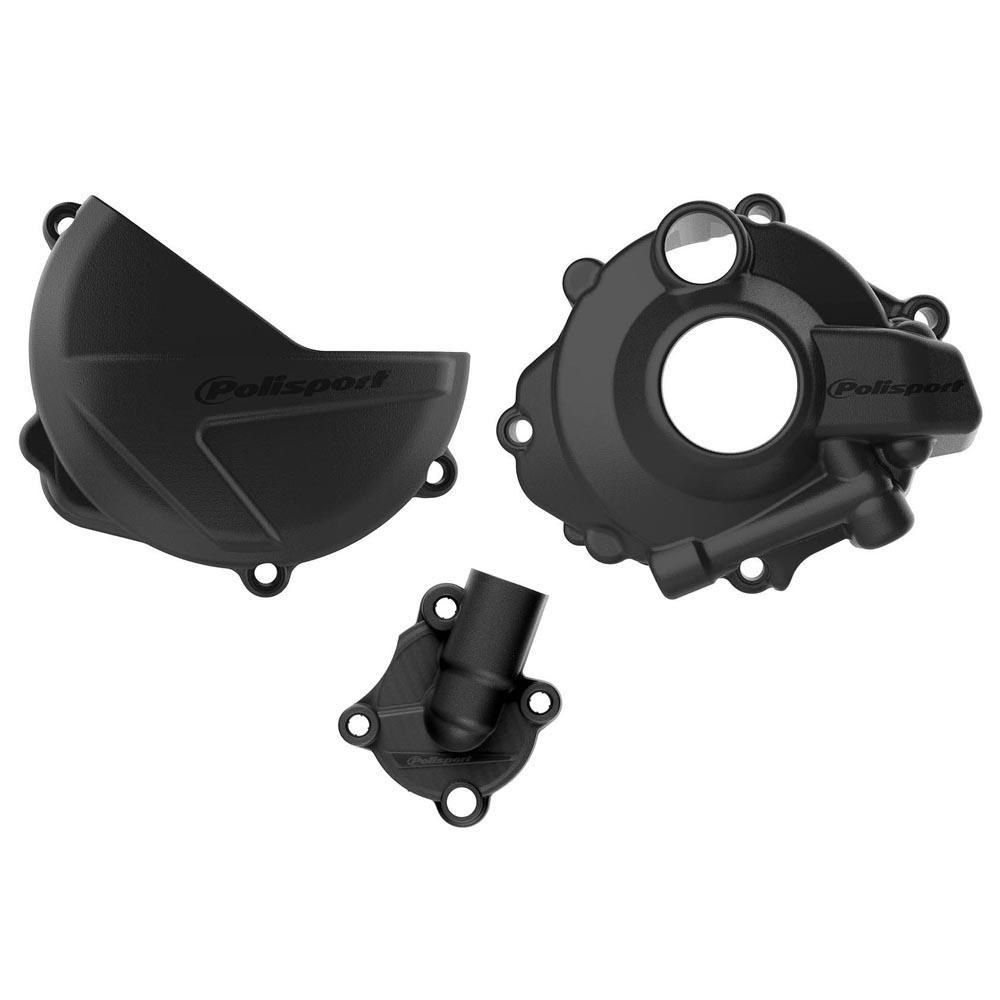 Polisport Black 90957 - Clutch & Ignition Cover Protectors For Honda Crf250r 2018-2023