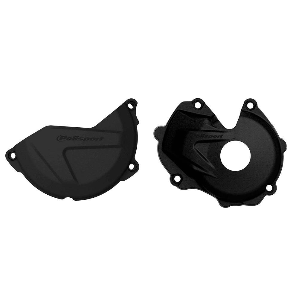 90953 - Polisport Clutch & Ignition Cover Protectors For Kawasaki KXF450 2016-2018 Black