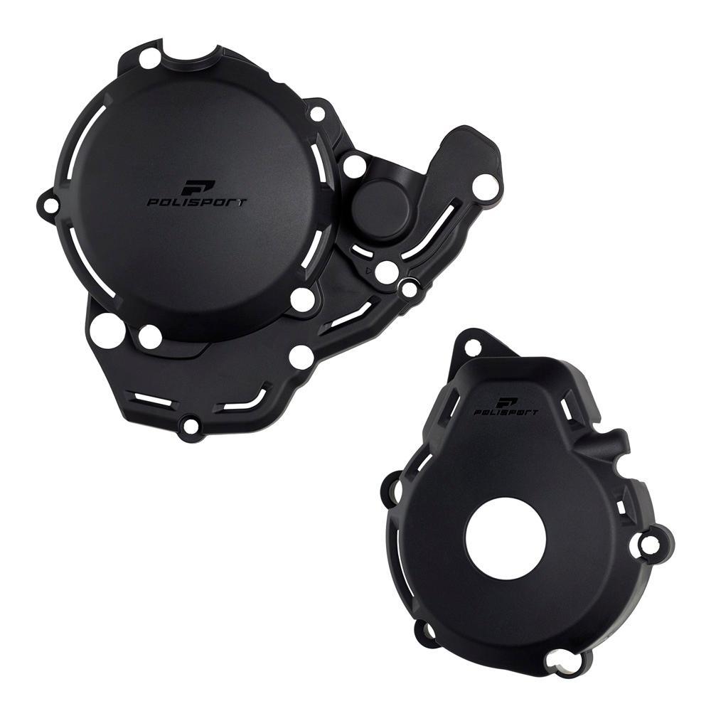 Polisport Black 91376 - Clutch & Ignition Cover Protectors For Ktm Exc-F 250/350 2024-2025