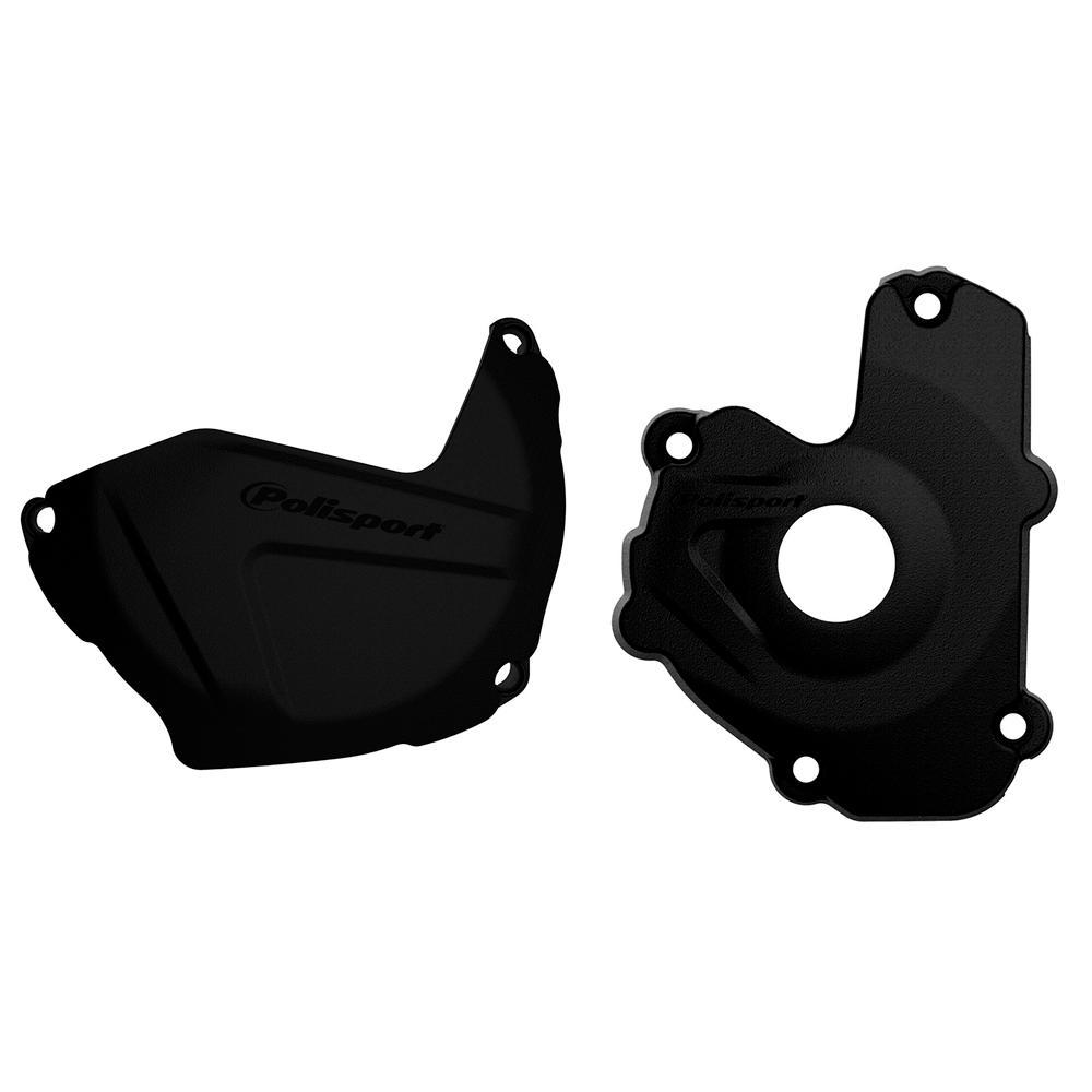 90949 - Polisport Clutch & Ignition Cover Protectors For Kawasaki KXF250 2013-2016 Black