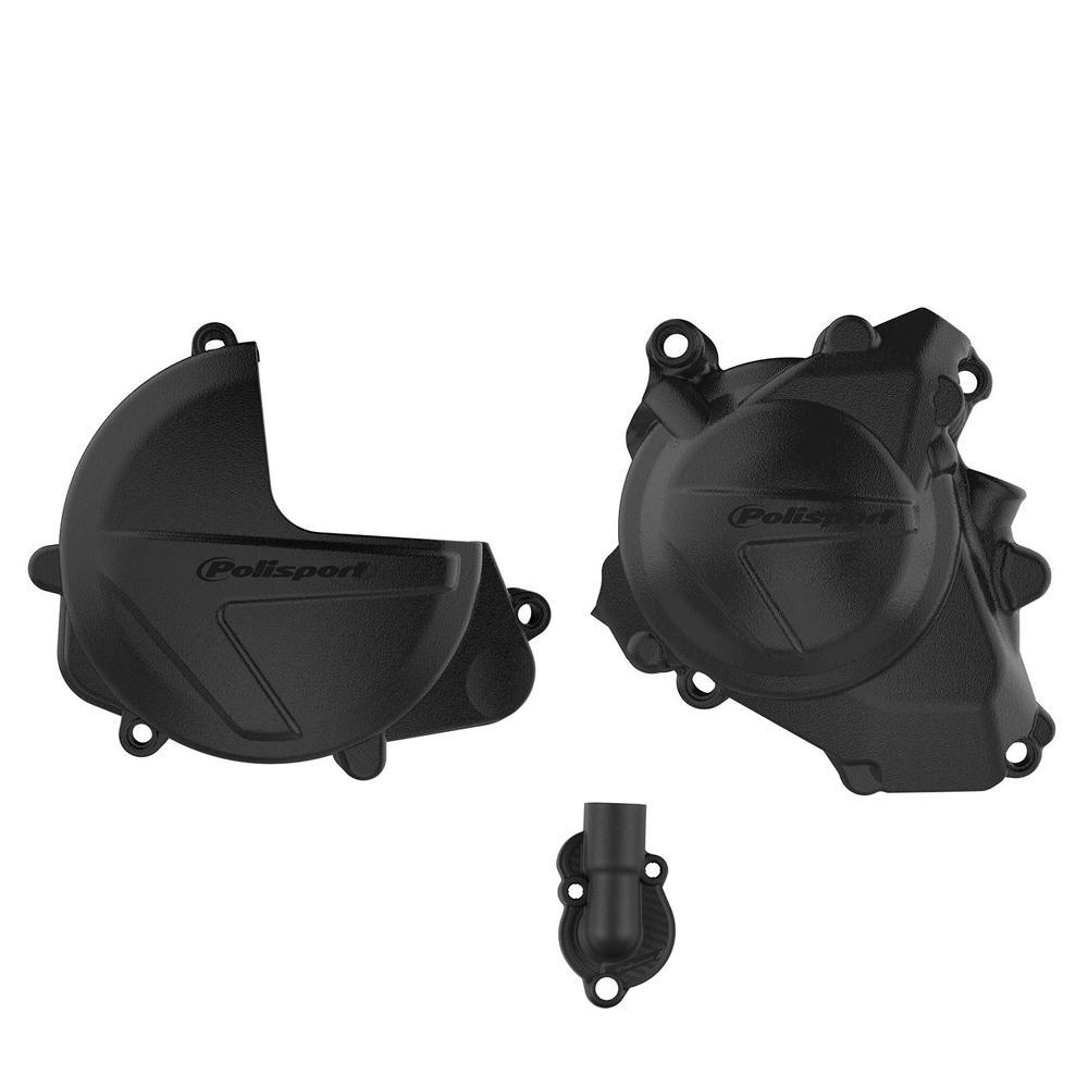 Polisport Black 90961 - Clutch & Ignition Cover Protectors For Honda Crf450r & Crf450rx 2017-2025