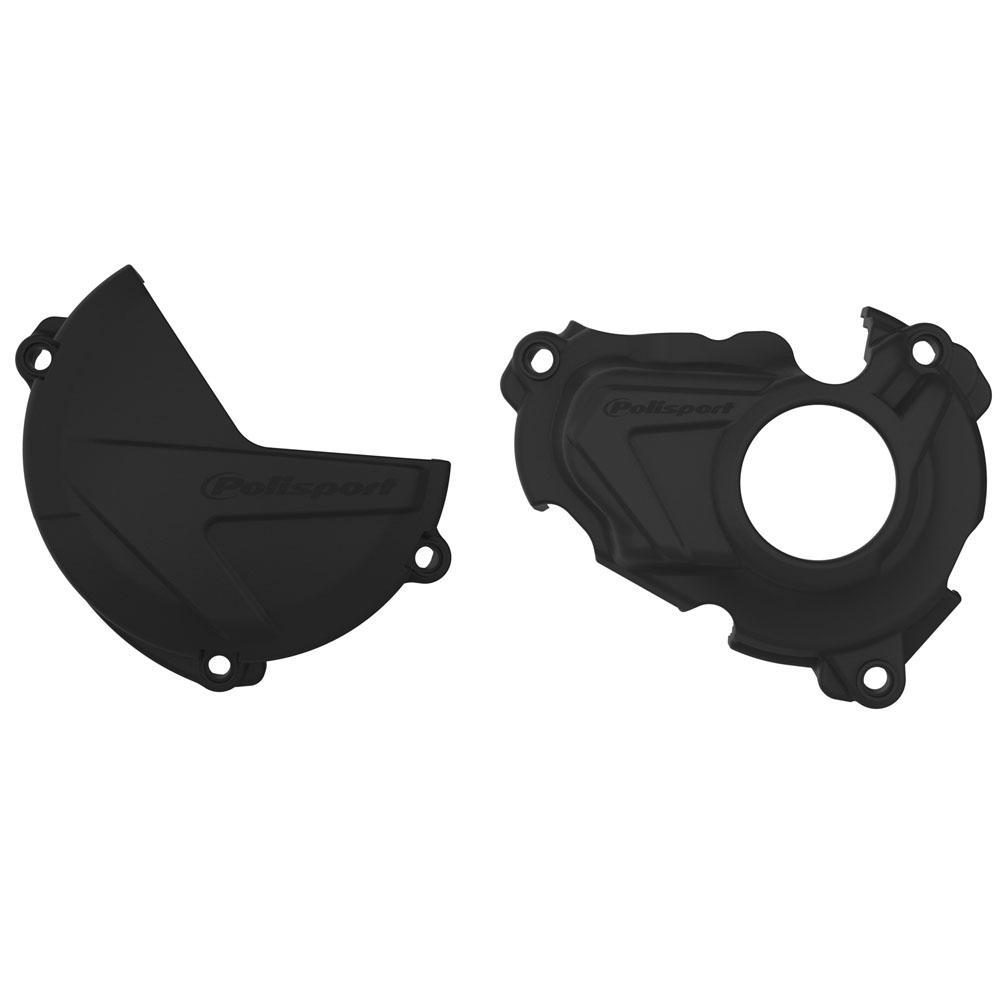 90943 - Polisport Clutch & Ignition Cover Protectors For Yamaha YZF250 2019-2023, WRF250 2020-2023 Black