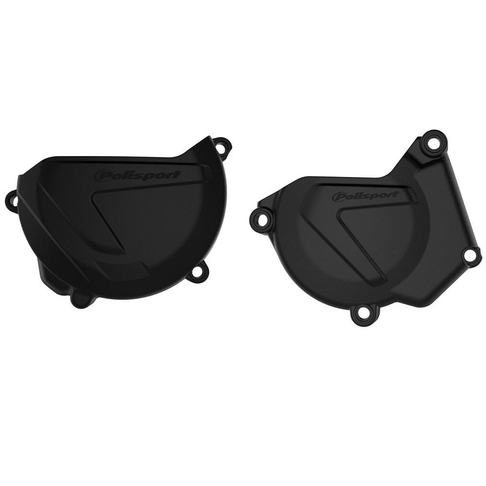 90945 - Polisport Clutch & Ignition Cover Protectors For Yamaha YZF450 2015-2017 Black