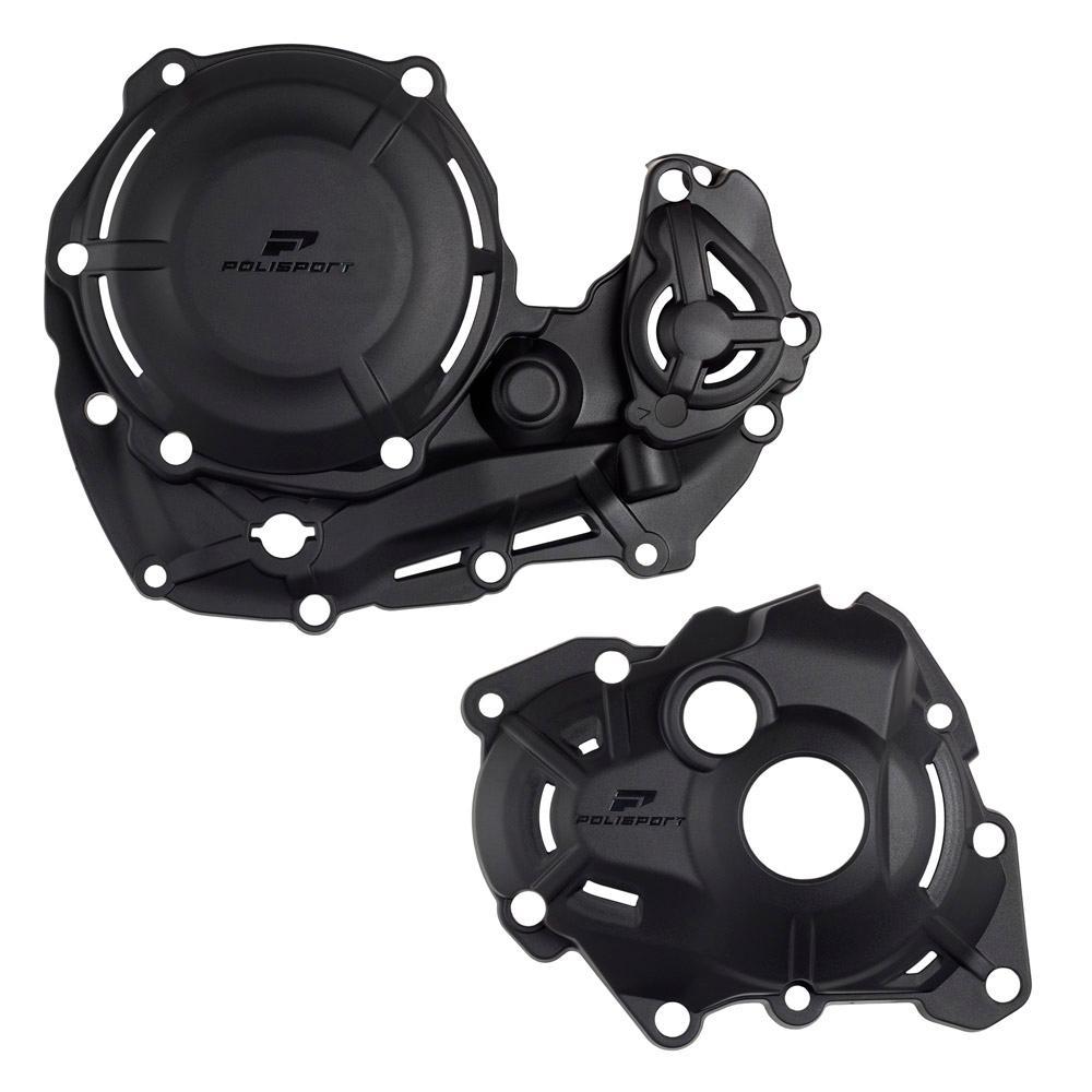 Polisport Black 91347 - Clutch & Ignition Cover Protectors For Yamaha Yzf450 2023-2025