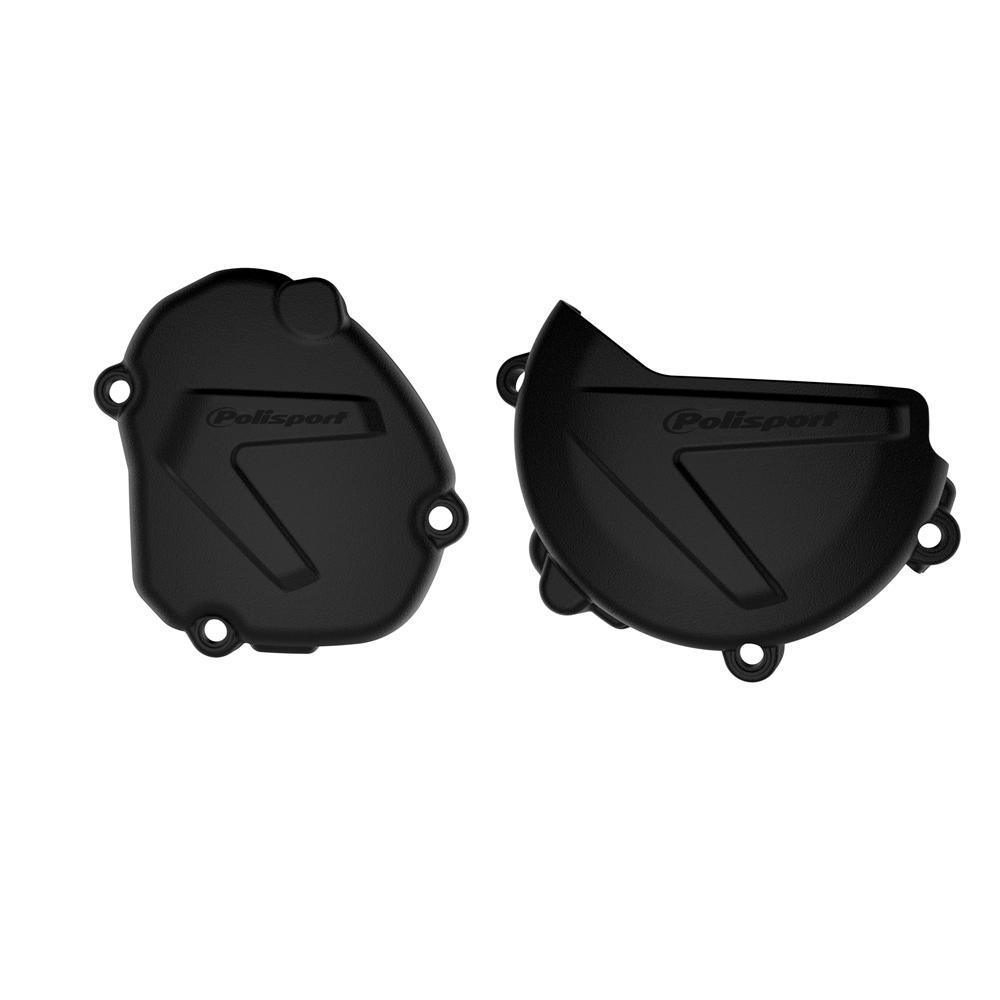 90937 - Polisport Clutch & Ignition Cover Protectors For Yamaha YZ125 2008-2025 Black