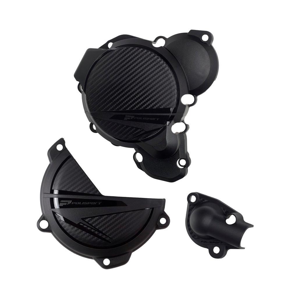 Polisport Black 91378 - Clutch & Ignition Cover Protectors For Ktm Sx250 2023-2025
