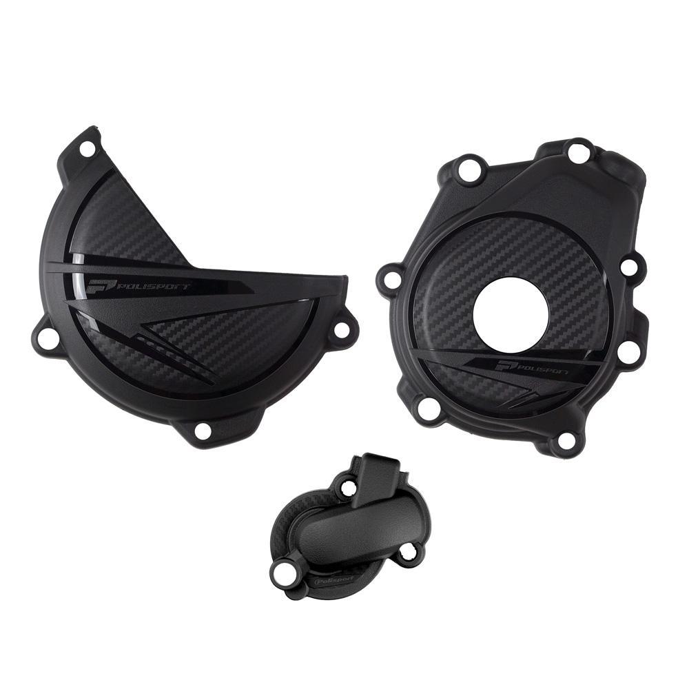 Polisport Black 91372 - Clutch & Ignition Cover Protectors For Ktm Sxf450 & Husqvarna Fc450 2023-2025