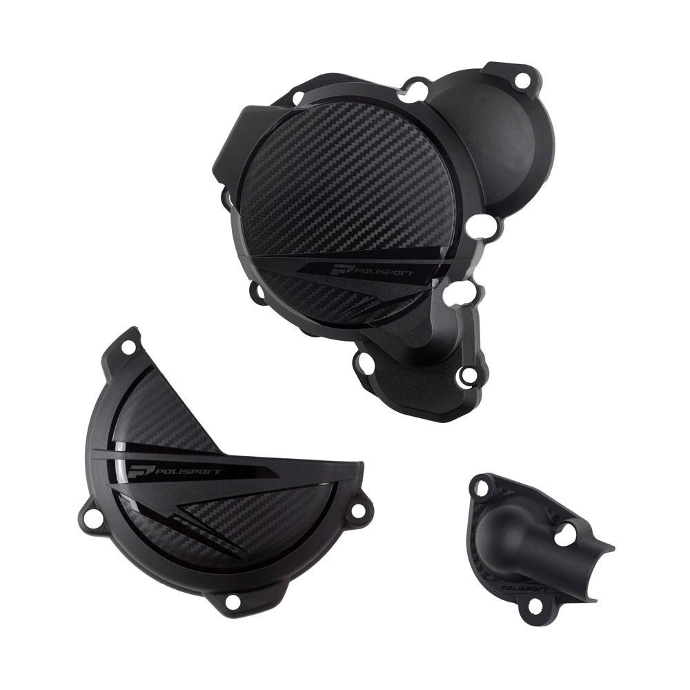 Polisport Black 91375 - Clutch & Ignition Cover Protectors For Ktm Exc 250/300 2024