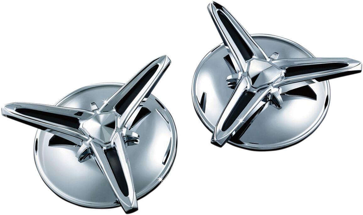 KUR1243 - Kuryakyn Knock-Off Centre Caps For Harley Davidson FLHT 1750 2020 Rear - Chrome