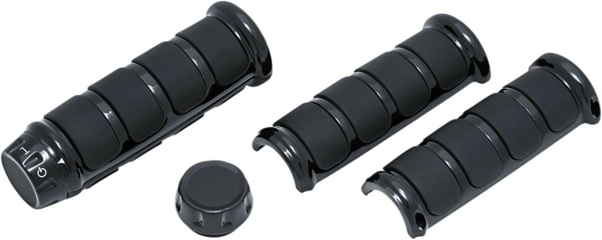 Kuryakyn Black Kur6781 - Three Piece Iso Grips For 1" Bars For Harley Davidson Flde 1750 2020