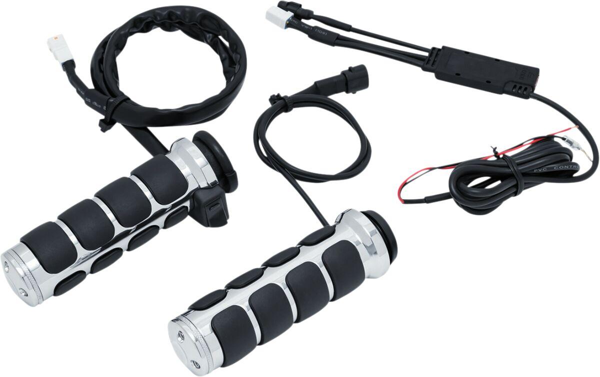 KUR6470 - Kuryakyn Heated ISO Grips For 1" Bars For Harley Davidson FLDE 1750 2018 - Chrome