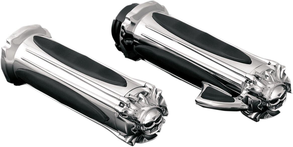 KUR6295 - Kuryakyn Zombie Grips For 1" Bars For Harley Davidson FLD 1690 2012 - Black/Chrome