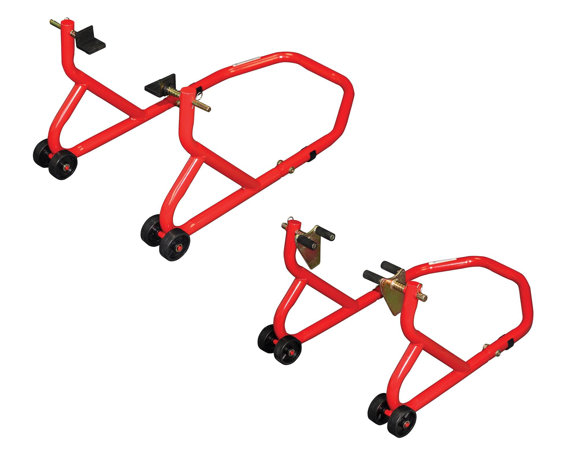 PDS2PC - BikeTek Series 3 Front & Rear Track Paddock Stand Set - Red