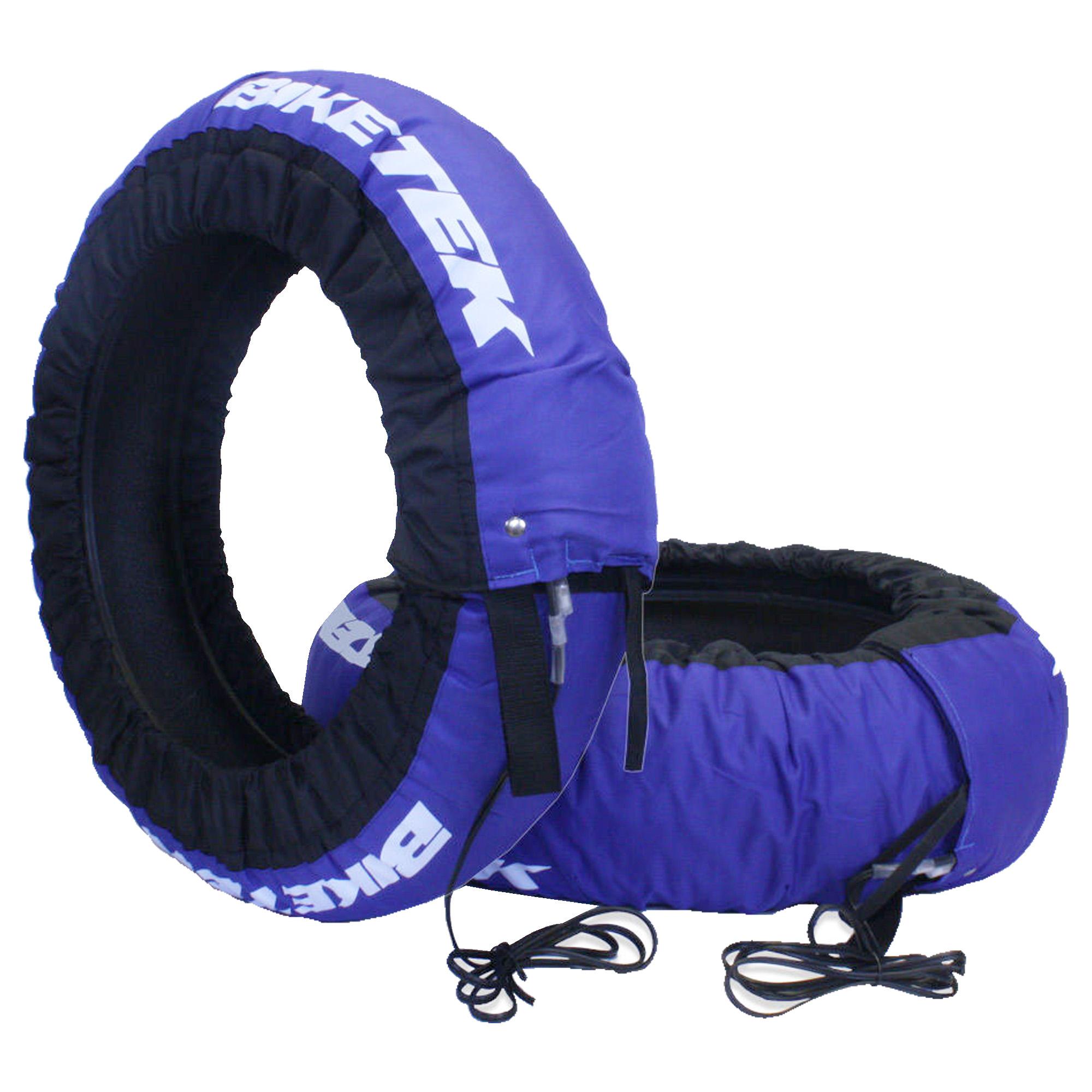 TYRW07E - BikeTek Tyre Warmer Set For Front 90/70-17" & Rear 125/55-17" With EU 2 Pin Plug - Blue