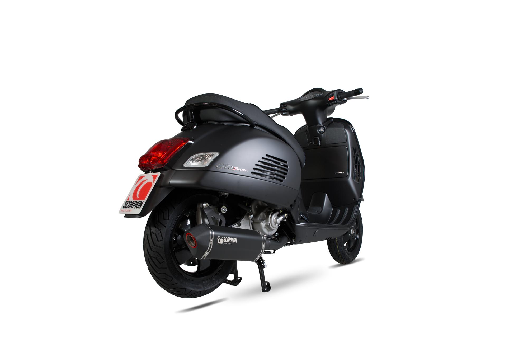 RVE212BCER - Scorpion Serket Parallel Black Ceramic Exhaust - Vespa GTS 300 Full System 2008 - 2018