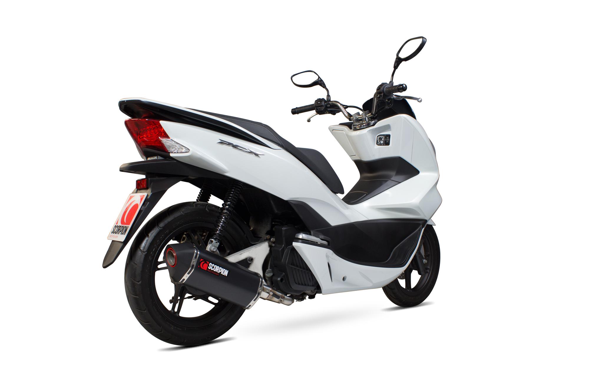 Scorpion Exhausts Black Rha174bcer - Scorpion Serket Parallel Ceramic Oval Exhaust - Honda Pcx 125 Full System 2014 - 2016