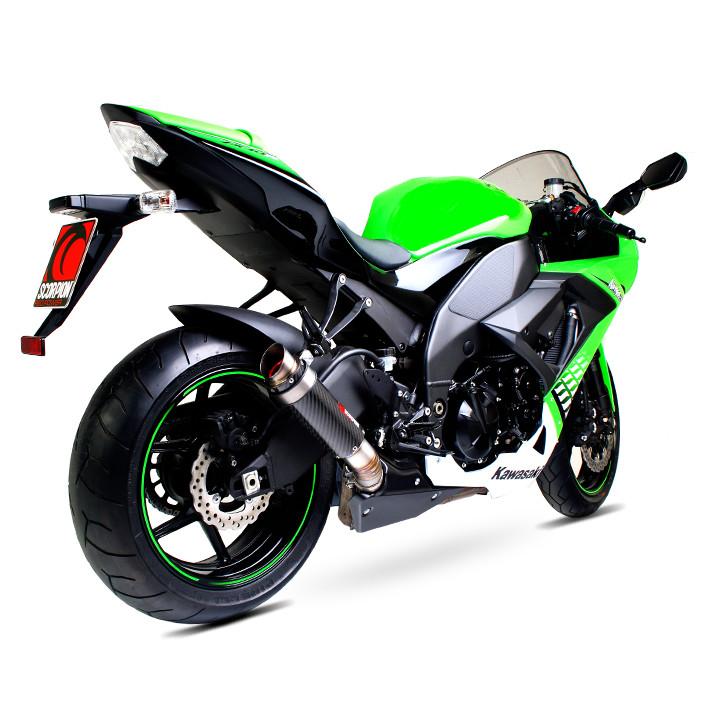 KA1000CEM - Scorpion RP-1 GP Carbon Round Exhaust - Kawasaki ZX10 R 2008 - 2010