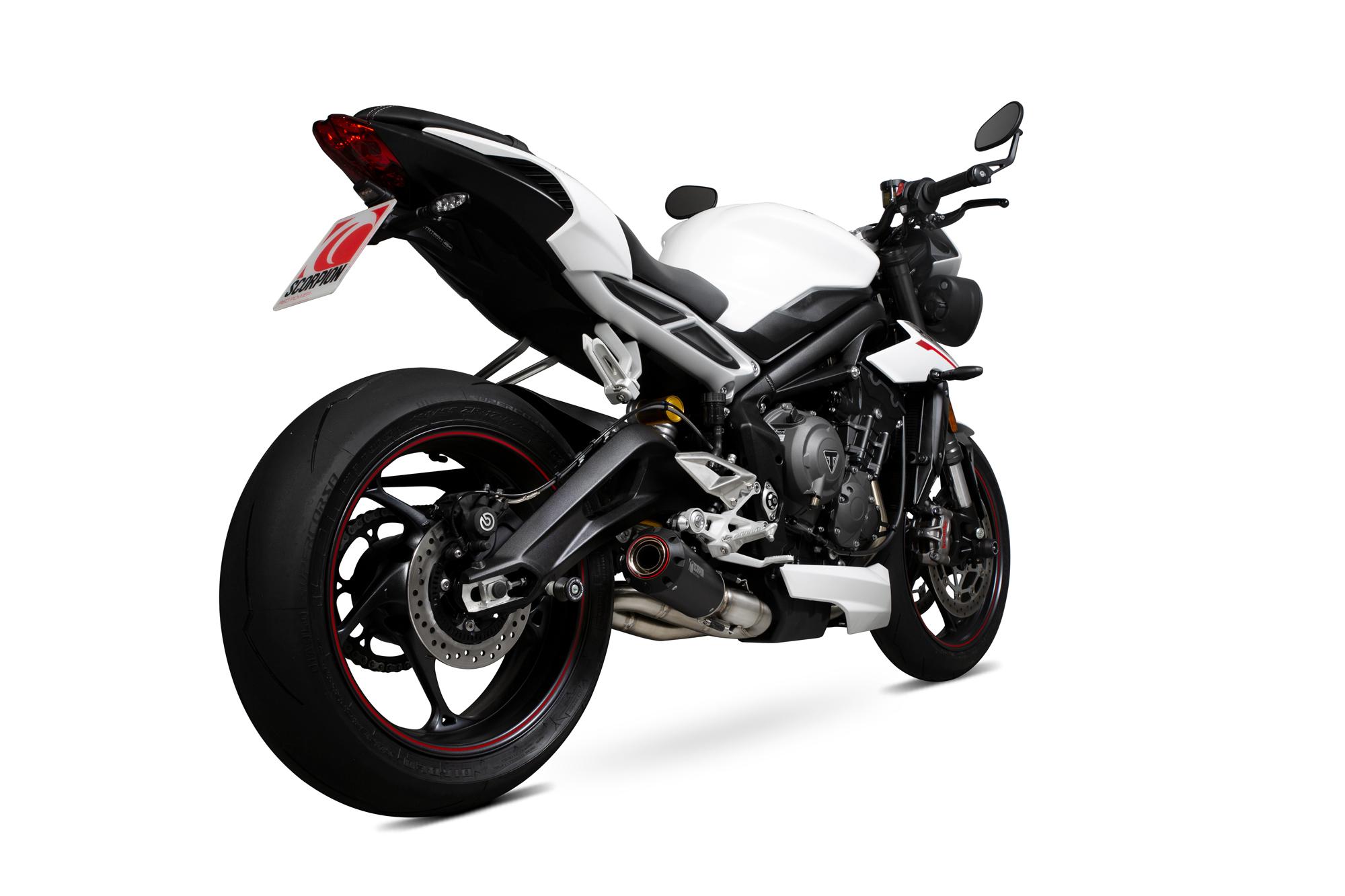 PTR87BCER - Scorpion Red Power Black Ceramic Exhaust - Triumph Street Triple 765 2017 - 2019
