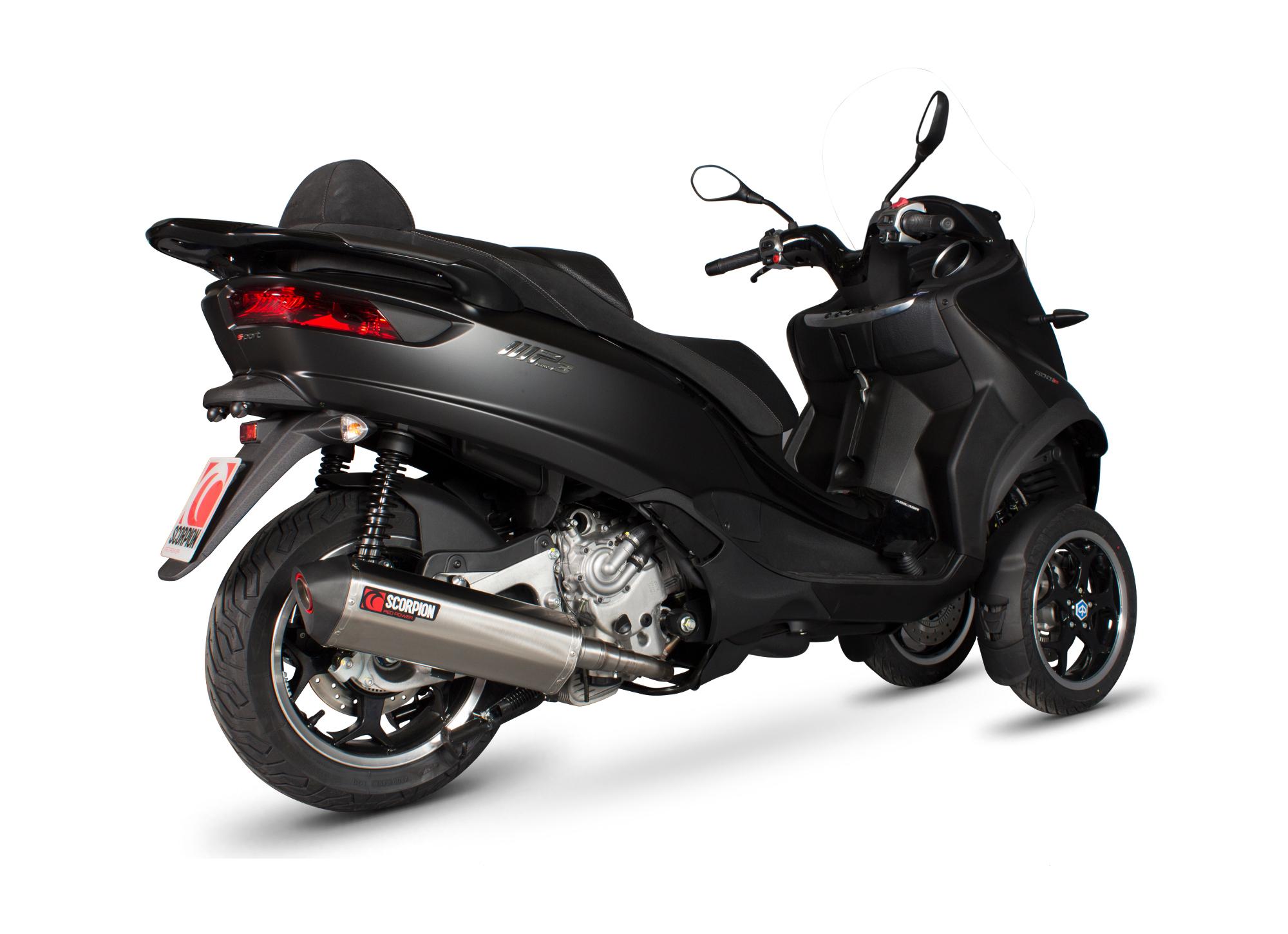 PI180SEO - Scorpion Serket Parallel Stainless Steel Exhaust - Piaggio MP3 400/400LT - 2008 - 2013 / MP3 500/500LT - 2008 - 2016