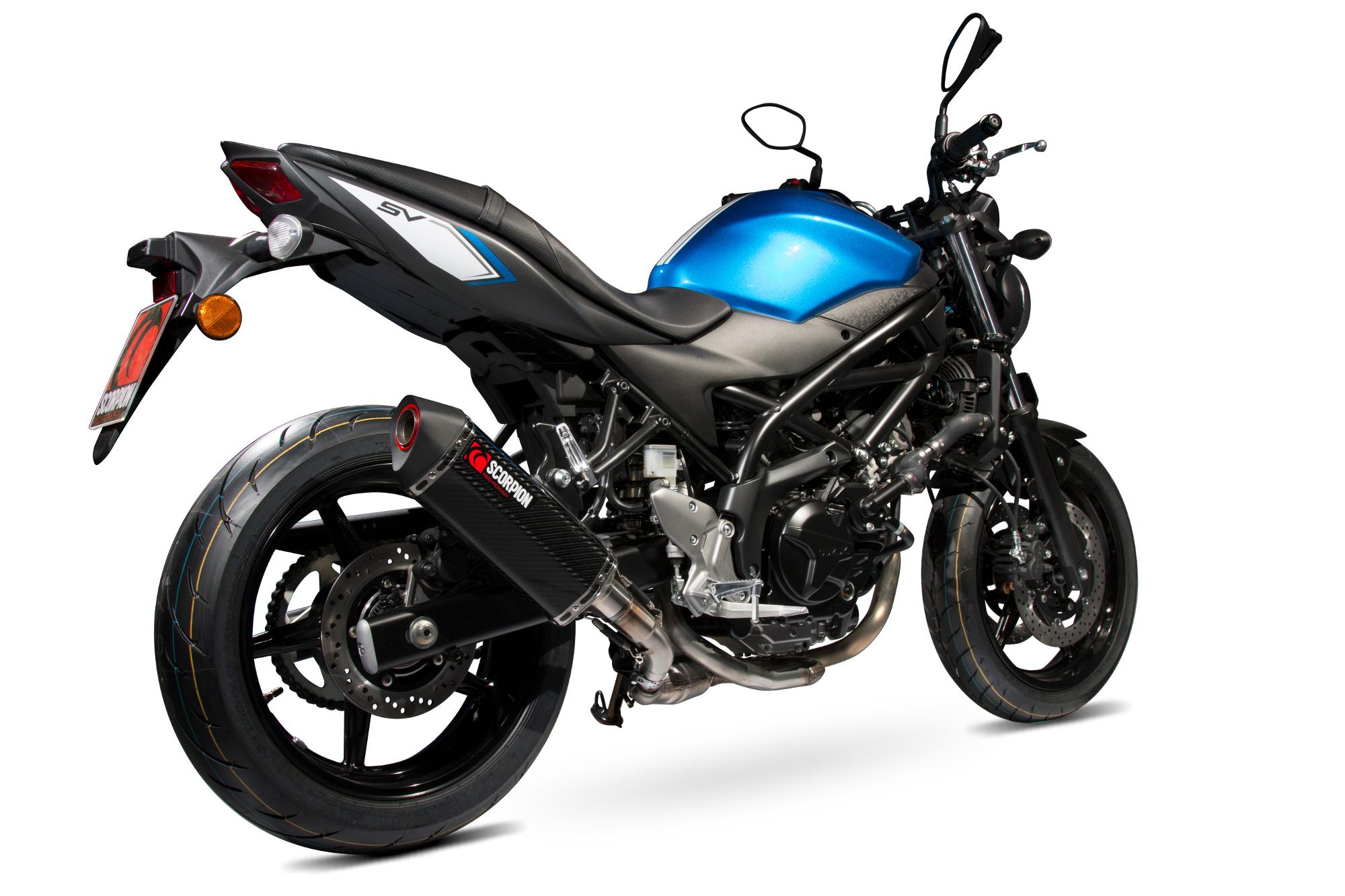 Scorpion Exhausts Red Rsi120ceo - Scorpion Serket Parallel Carbon Oval Exhaust - Suzuki Sv 650 2016 - 2018