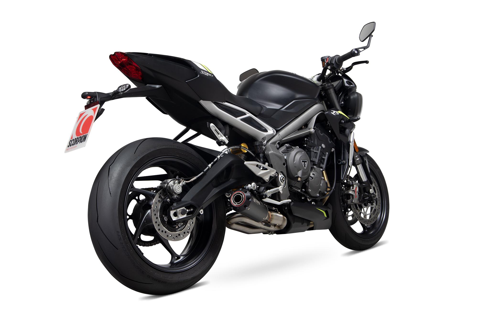 PTR89BCER - Scorpion Red Power Black Ceramic Exhaust - Triumph Street Triple 765 R & RS 2020