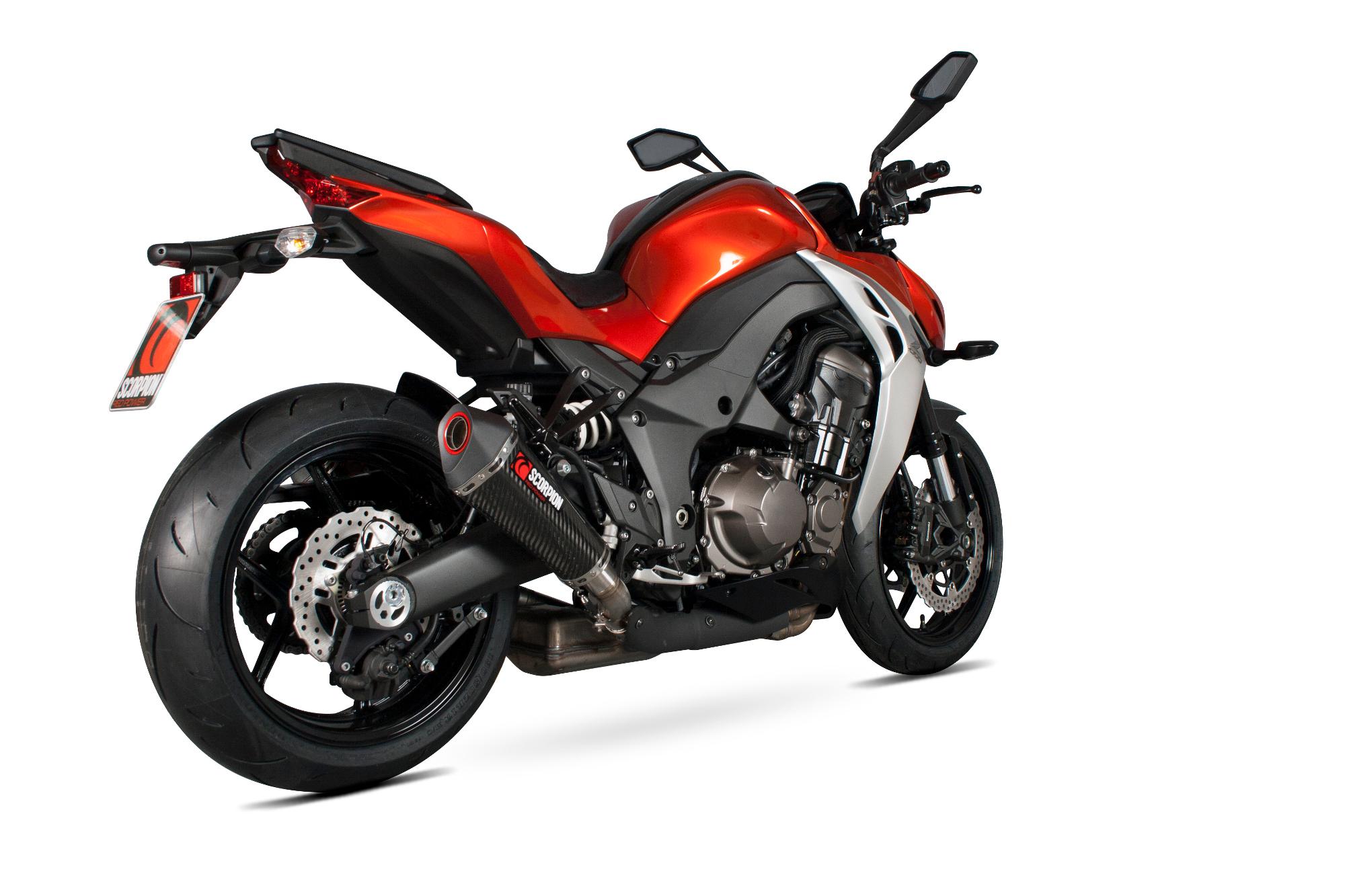 Scorpion Exhausts Red Rka106ceo - Scorpion Serket Taper Carbon Oval Exhaust - Kawasaki Z1000 2014 - 2018 No Panniers