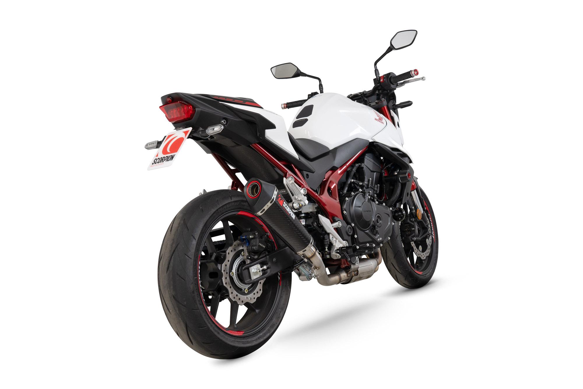 Scorpion Exhausts Red/Black Rha200ceo - Scorpion Serket Taper Carbon Fibre Slip-On Exhaust - Honda Cb750 Hornet 2023