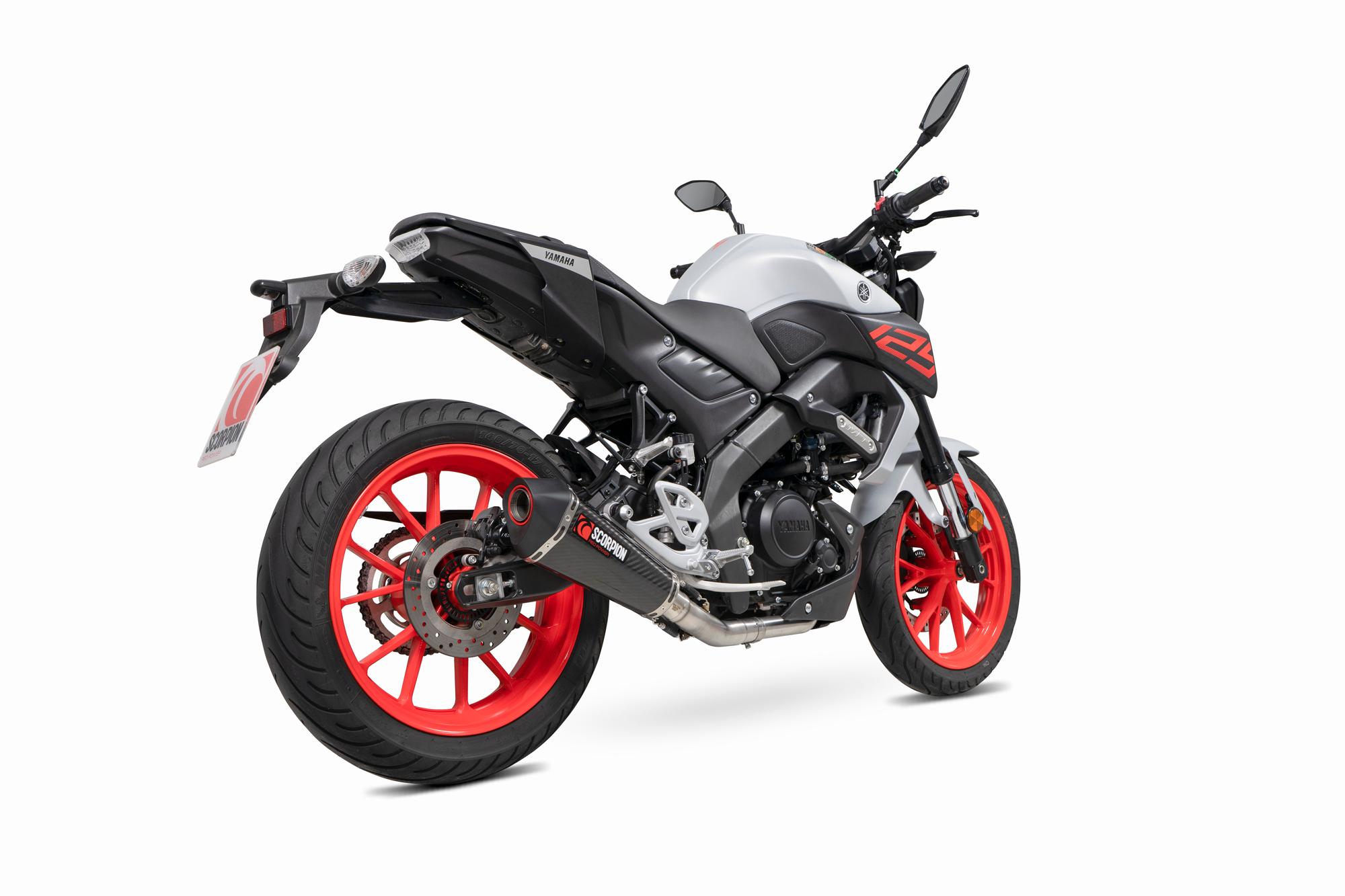 Scorpion Exhausts Red/Black Rya119sysceo - Scorpion Serket Taper Full System Carbon Fibre Exhaust - Yamaha Mt-125 (Euro 5) 2021 - 2023