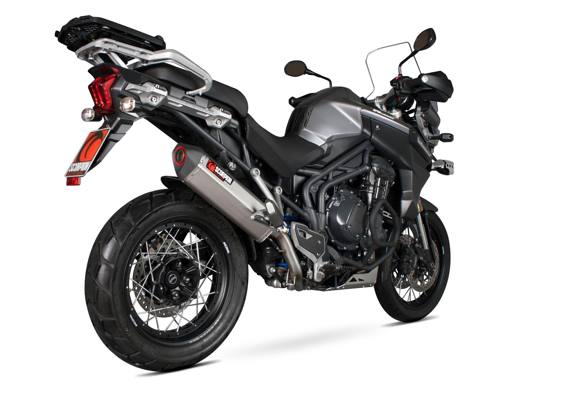 RTR73SEO - Scorpion Serket Stainless Oval Exhaust - Triumph Tiger 1200 Explorer 2012 - 2015